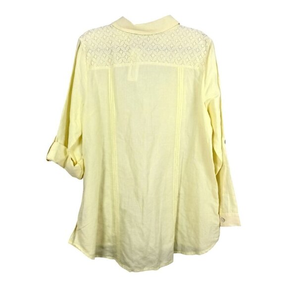 Soft Surroundings Size XL Yellow Iris Surfspray Tunic Shirt Linen Cotton Blend - Picture 2 of 10
